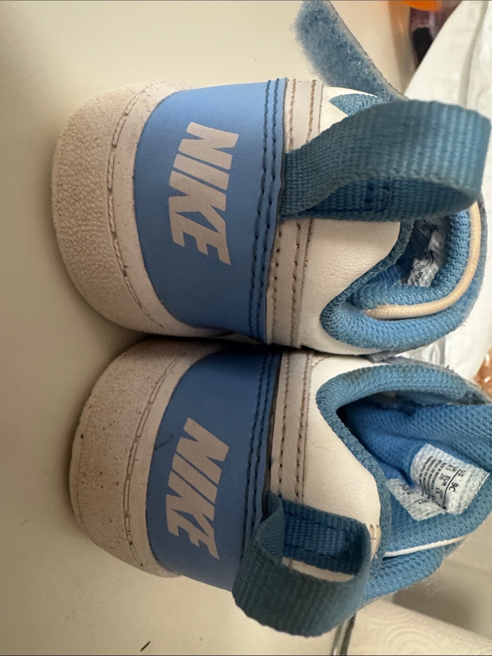 Nike Kids White and Light Blue Velcro Sneakers - Picture 4 of 6